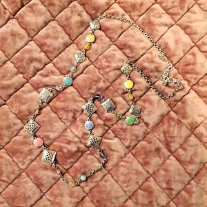 BRIGHTON NECKLACE - Silver Tone with Spring and Summer Pastels 36" - 38"